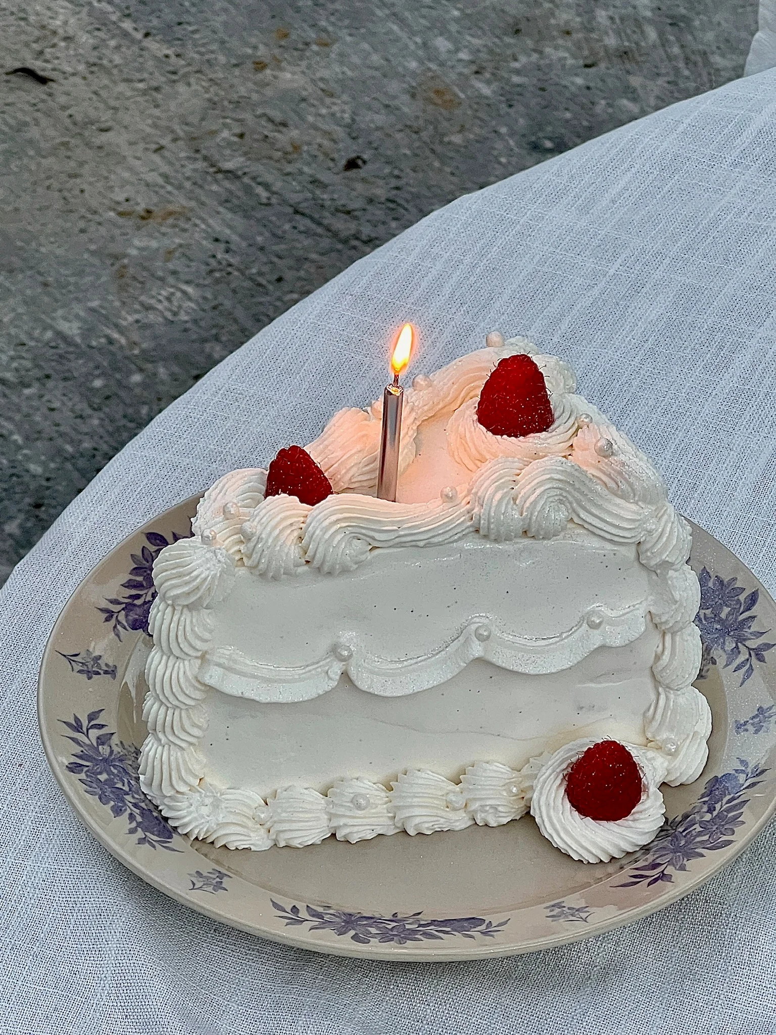 Slice of white cake with strawberries