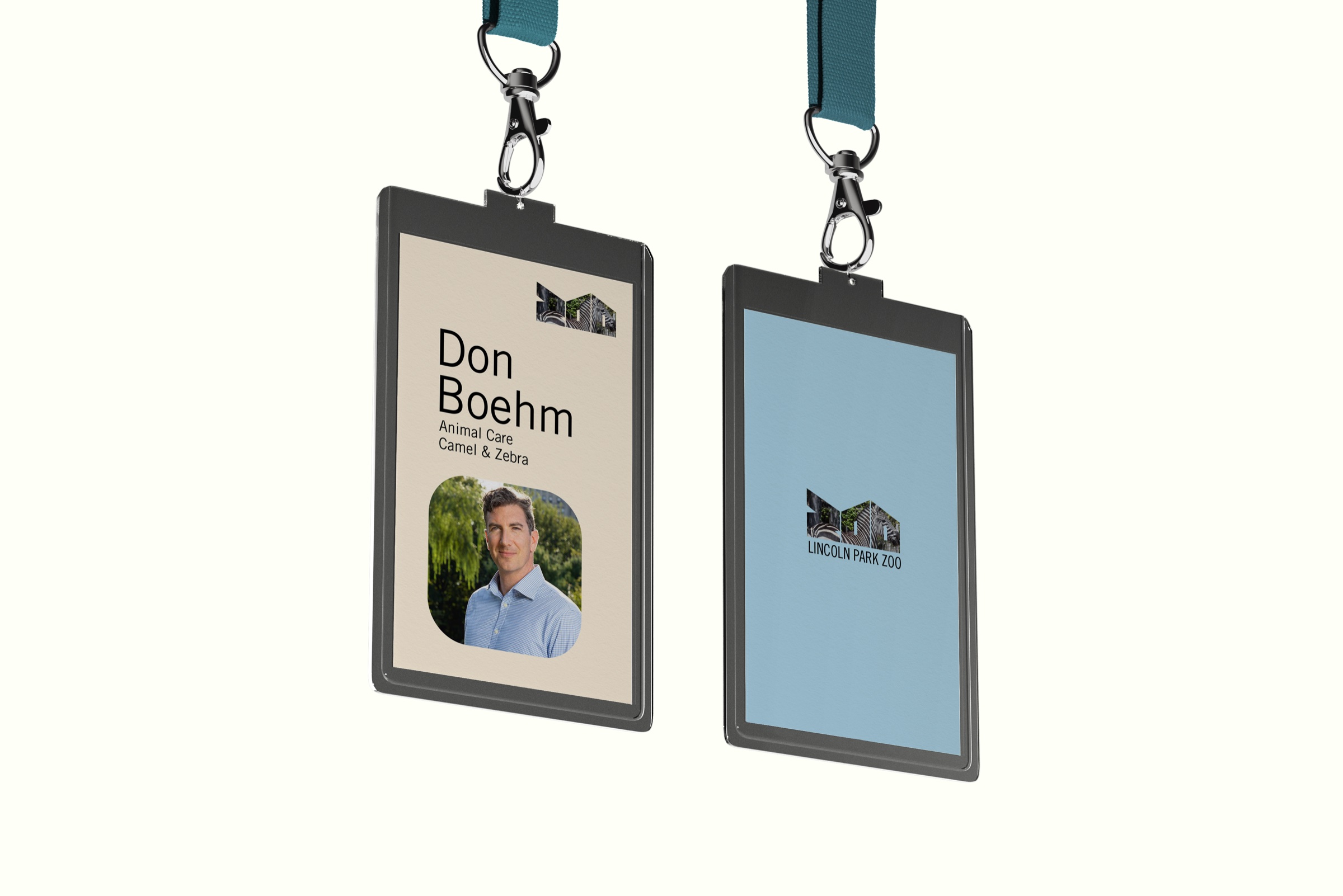 Lincoln Park Zoo staff badges on lanyards