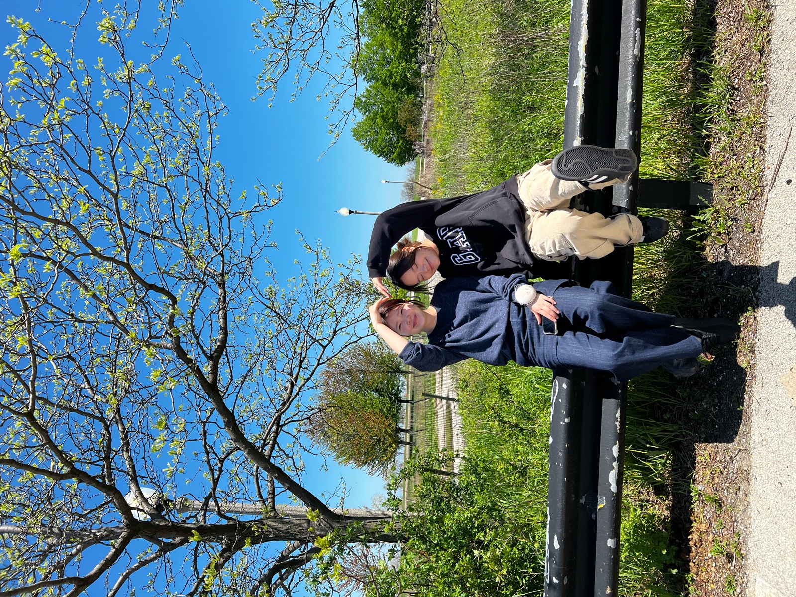 Resting on a bench after the shoot